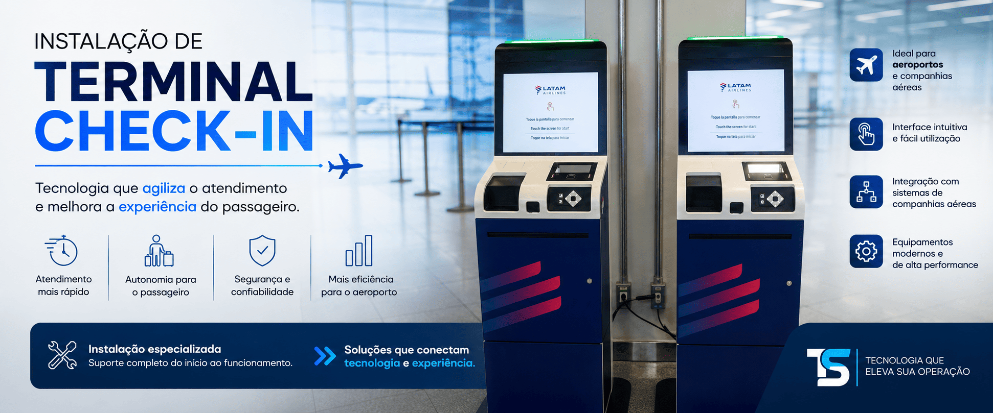 Instalação de Terminais de Check-in para Aeroportos