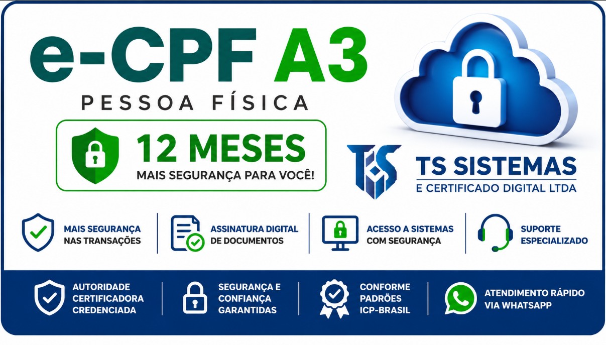 CERTIFICADO DIGITAL A3 E-CPF 12 MESES
